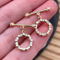 Замок тогл цирконы, цвет золото 12 мм 