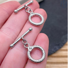 Замок тогл, цвет серебро 14 мм