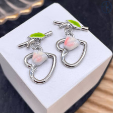 Замок тогл цветок цирконы, цвет серебро 14 мм 