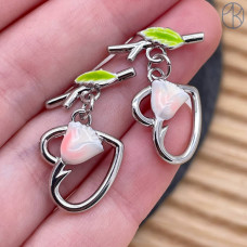 Замок тогл цветок цирконы, цвет серебро 14 мм 