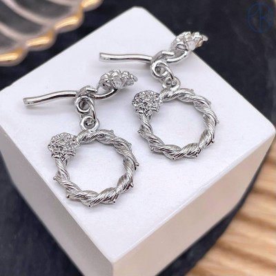 Замок тогл цветок, цвет серебро 16 мм 