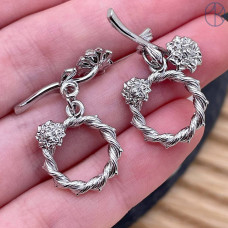 Замок тогл цветок, цвет серебро 16 мм 