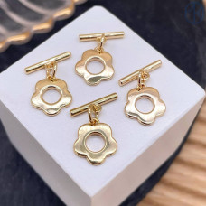 Замок тогл цветок, цвет золото 10 мм