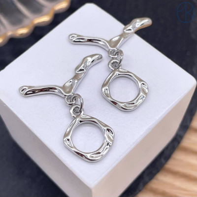 Замок тогл фриформ, цвет серебро 10 мм