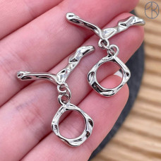 Замок тогл фриформ, цвет серебро 10 мм