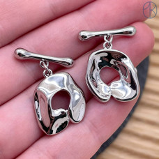 Замок тогл фриформ, цвет серебро 15 мм