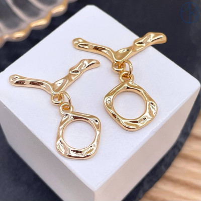 Замок тогл фриформ, цвет золото 10 мм