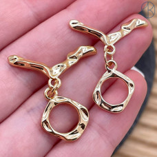 Замок тогл фриформ, цвет золото 10 мм