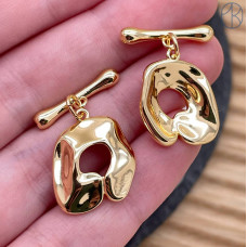 Замок тогл фриформ, цвет золото 15 мм