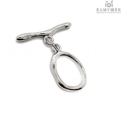 Замок тогл овал, цвет серебро 25х15 мм