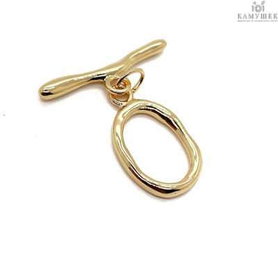 Замок тогл овал, цвет золото 25х15 мм