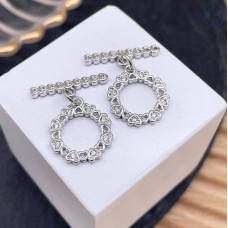 Замок тогл сердца цирконы, цвет серебро 14 мм 