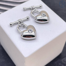 Замок тогл сердце, цвет серебро 15х11 мм 