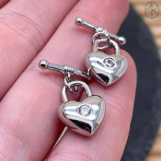 Замок тогл сердце, цвет серебро 15х11 мм 