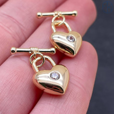 Замок тогл сердце, цвет золото 15х11 мм 