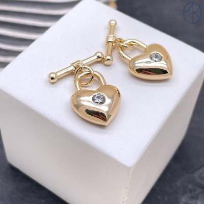 Замок тогл сердце, цвет золото 15х11 мм 