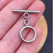 Замок тогл сталь, цвет серебро 14 мм