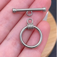 Замок тогл сталь, цвет серебро 16 мм