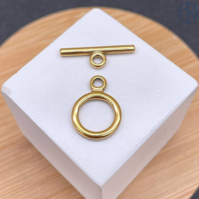 Замок тогл сталь, цвет золото 18К 14 мм 