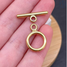 Замок тогл сталь, цвет золото 18К 14 мм 