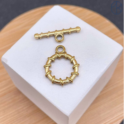 Замок тогл сталь, цвет золото 18К 15 мм