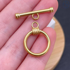 Замок тогл сталь, цвет золото 18К 16 мм 