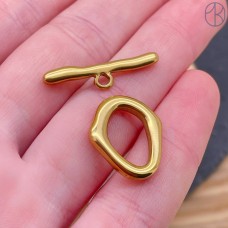 Замок тогл сталь, цвет золото 18K 17 мм