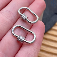 Замок винтовой цирконы, цвет серебро 20 мм