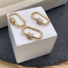 Замок винтовой цирконы, цвет золото 20 мм