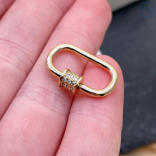 Замок винтовой цирконы, цвет золото 20 мм