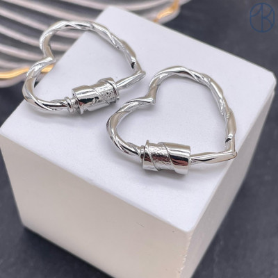 Замок винтовой сердце, цвет серебро 22х25 мм 