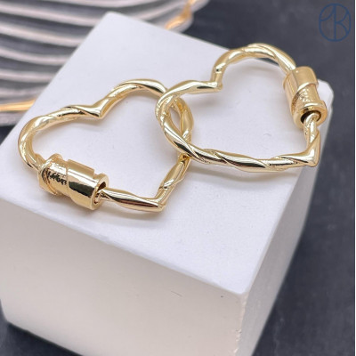 Замок винтовой сердце, цвет золото 22х25 мм 