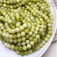 Жадеит лимонный мелкая огранка 8 мм (128 граней)