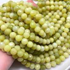 Жадеит лимонный мелкая огранка 8 мм (128 граней)