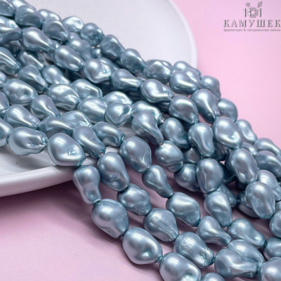 Жемчуг Майорка Барокко, цвет светло-серый 10х15 мм