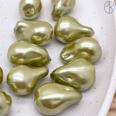Жемчуг Майорка Барокко цвет светло-зеленый 22х15 мм штучно
