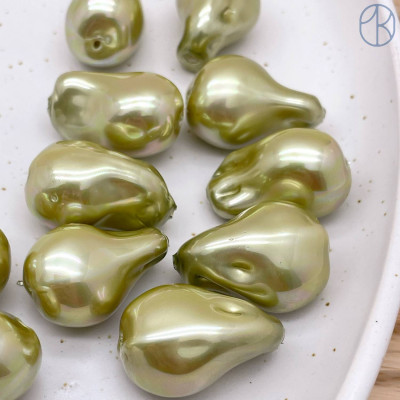 Жемчуг Майорка Барокко цвет светло-зеленый 22х15 мм штучно