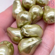 Жемчуг Майорка Барокко цвет светло-зеленый 22х15 мм штучно