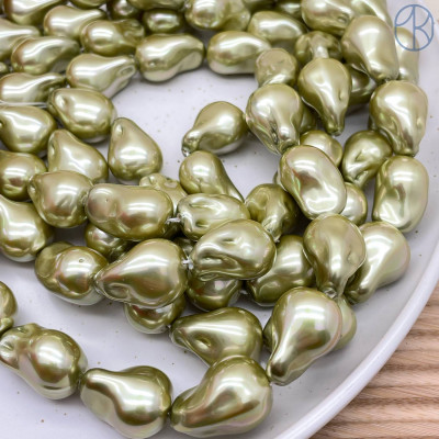 Жемчуг Майорка Барокко цвет светло-зеленый 22х15 мм
