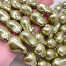 Жемчуг Майорка Барокко цвет светло-зеленый 22х15 мм