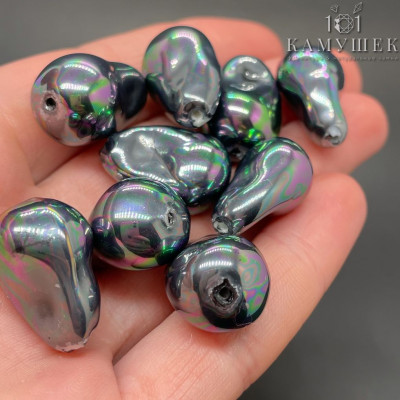 Жемчуг Майорка Барокко цвет темно-серый 22х15 мм штучно