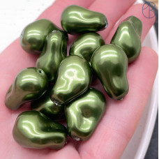 Жемчуг Майорка Барокко цвет темно-зеленый 22х15 мм штучно