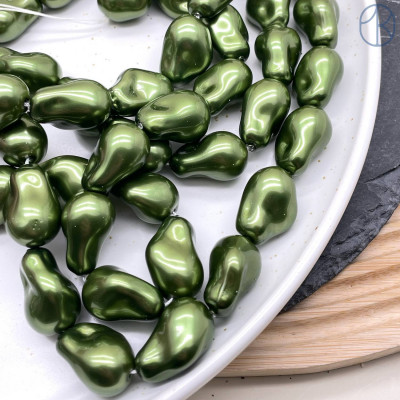 Жемчуг Майорка Барокко цвет темно-зеленый 22х15 мм