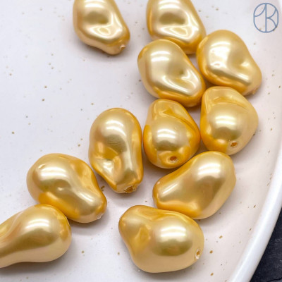 Жемчуг Майорка Барокко цвет золотистый 22х15 мм штучно