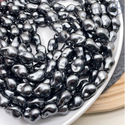 Жемчуг Майорка Барокко темно-серый 10х15 мм 