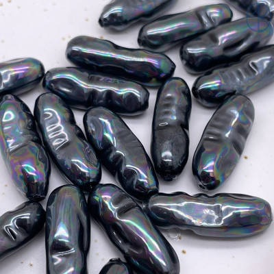 Жемчуг Майорка Бива, цвет черный хамелеон 8х21 мм штучно