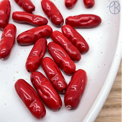 Жемчуг Майорка Бива, цвет красный 8х21 мм штучно