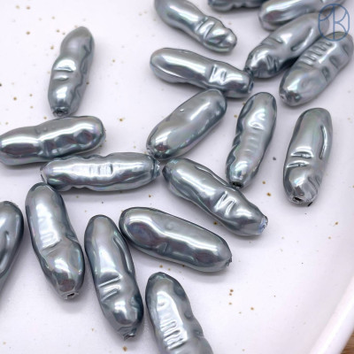 Жемчуг Майорка Бива, цвет серый 8х21 мм штучно