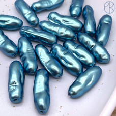 Жемчуг Майорка Бива, цвет темно-голубой перламутровый 8х21 мм штучно