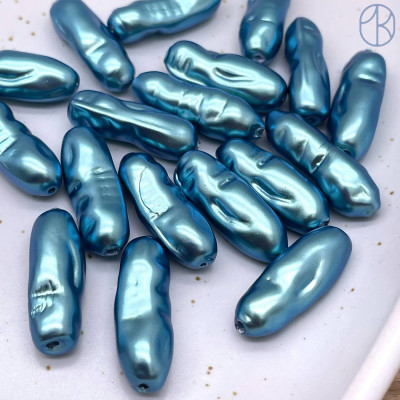 Жемчуг Майорка Бива, цвет темно-голубой перламутровый 8х21 мм штучно